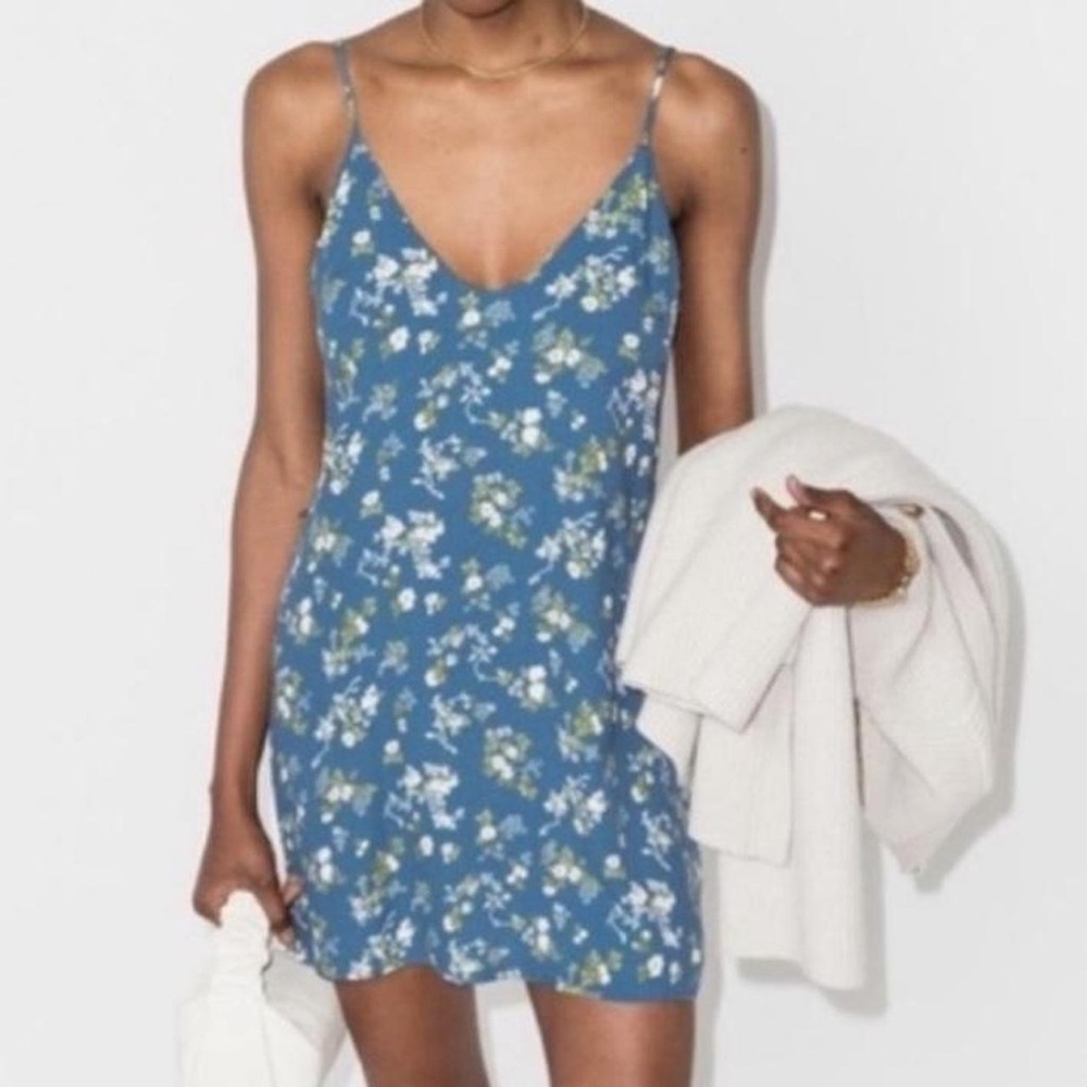 Reformation Ventura Slip Dress in Blue Floral